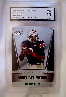 CAM NEWTON RC 2011 LEAF DRAFT DRAFT DAY EDITION ROOKIE GEM10!PANTHERS QB RC-V2
