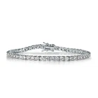 18k white gold gf made with SWAROVSKI crystal beaded chain slim tennis bracelet