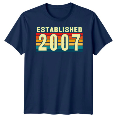 T-Shirt Established 2007 19th Birthday Milestone Vintage Graphic Unisex