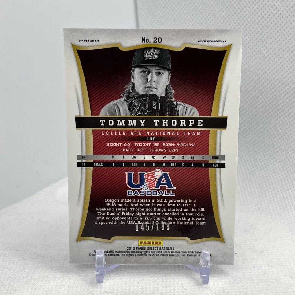 2013 Panini USA Baseball Box Set Select Blue Prizm Preview /199 Tommy Thorpe #20 - Image 4 of 4