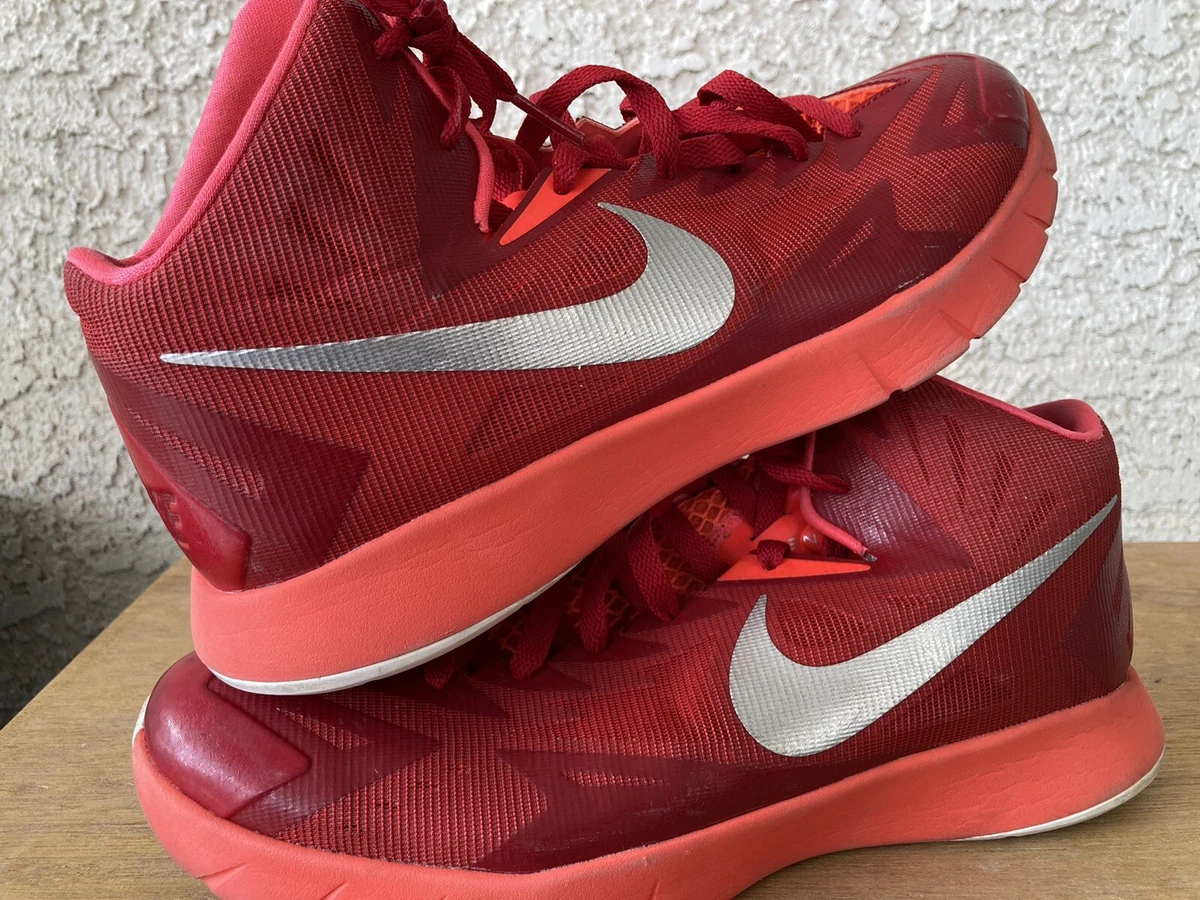 Nike Lunar Hyperquickness 652775-606 Red Silver Basketball Men&#039;s 9 | eBay