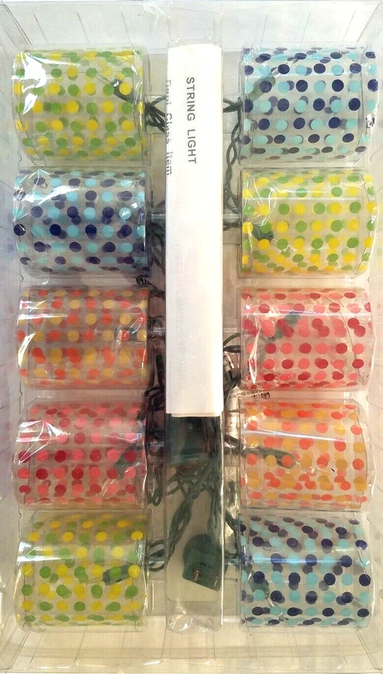 HANGING STRING LITES w/ 10 Plastic Polka Dot Covers -White LED - NEW - SEALED - Image 2 of 2
