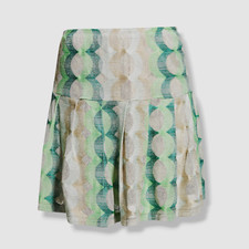 455 Anna Sui Women's Green Wave Rider Printed Knit Mini Skirt Size L