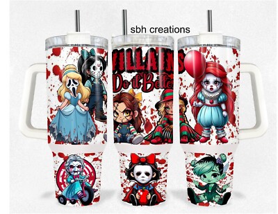 40 oz Villians Do it Better insulated Tumbler with sliding lid and straw