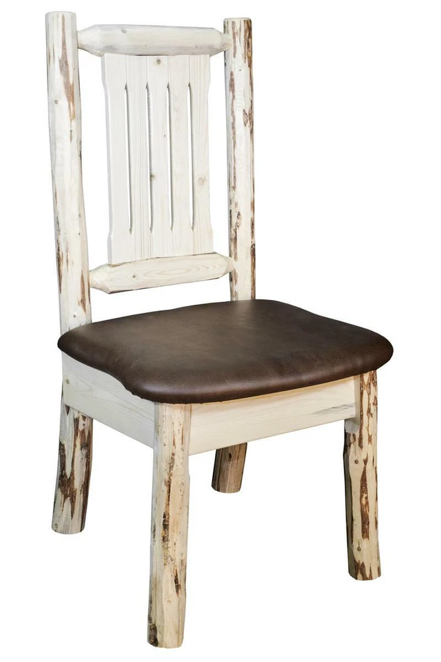 SILLAS DE COMEDOR RÚSTICAS ACOLCHADAS CON TRONCOS Silla de madera Asiento tapizado Hecho por Amish Foto 3 de 4