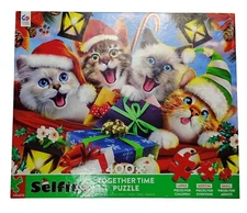 Ceaco Selfies Together Time 400-Piece Christmas Cats Family Jigsaw Puzzle