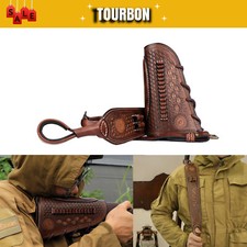 Tourbon Leather 1 Point Gun Sling Strap+Rifle Slip on Recoil Pad .22lr Ammo Slot