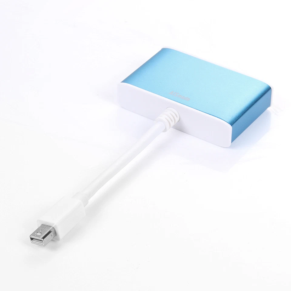 Blue Metal Aluminum Mini DP Displayport to HDMI VGA Converter Adapter fr MacBook - Image 2 of 4