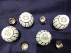 4 IRICE hand painted PORCELAIN SALT + PEPPER SHAKERS vintage SILVER & WHITE — photo 8