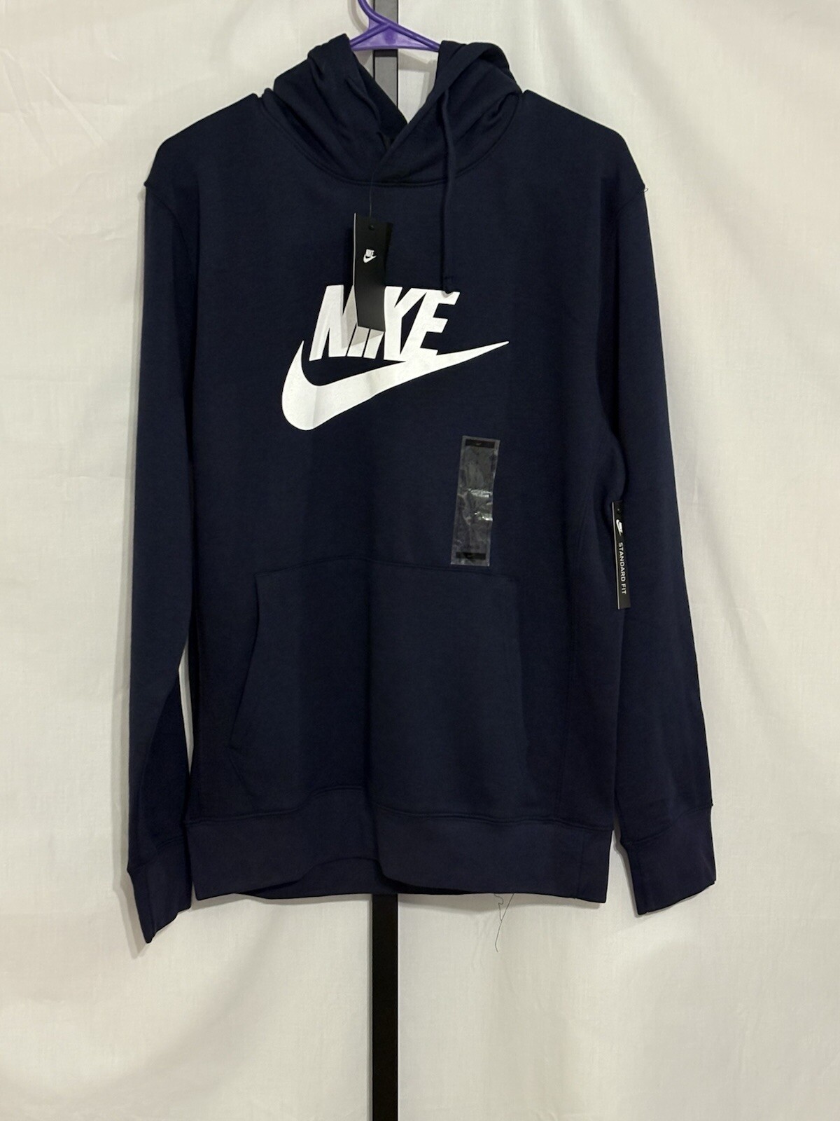 Large - Nike Sportswear Club Fleece Men's Pullover Hoodie - Navy