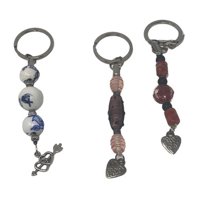 Handmade Keychains Lot of 3 Jewelry Beaded Love Hearts Romance Gift