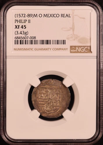 1572-89 Colonial Mexico, Spain Silver Cob One Real - NGC XF45 - Choice Original!