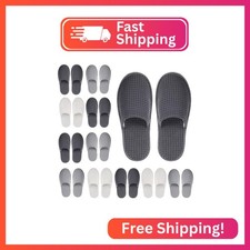 Geyoga 12 Pair House Slipper for Guest, White,Gray,Black, M
