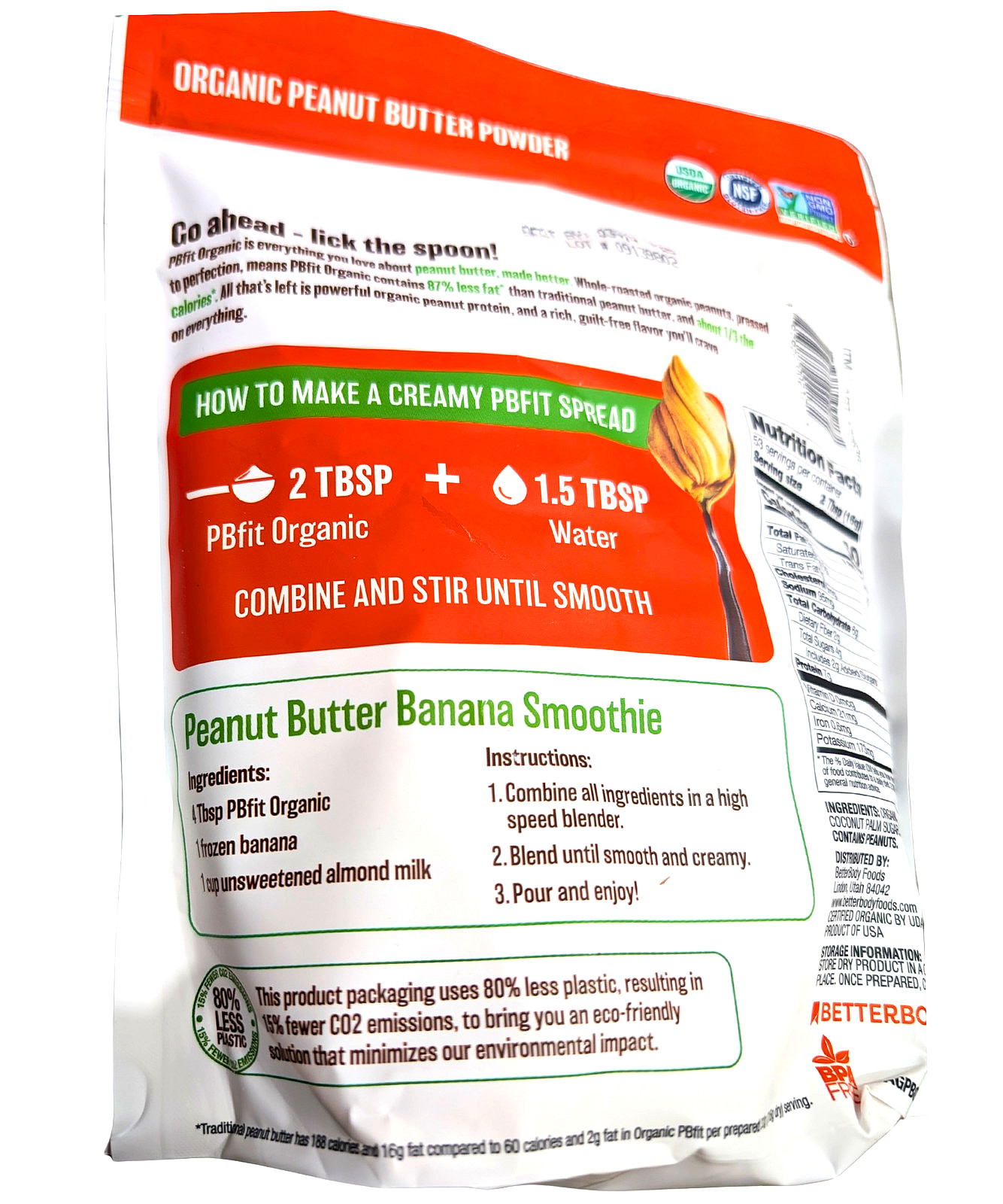 PB Fit Organic Peanut Butter Powder Gluten-Free 30 Ounce EXP 10/2026