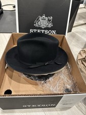 New stetson Stratoliner Royal Fur Fedora Western Hat Black Size 7 1/2