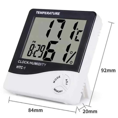 THERMOMETER IN/OUTDOOR Digital LCD Hygrometer Temp Humidity Meter Alarm Clock