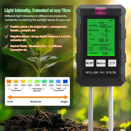 Probador de suelo multifunción 6 en 1, fertilidad del suelo, valor, temperatura, L3281 - Imagen 5 de 8