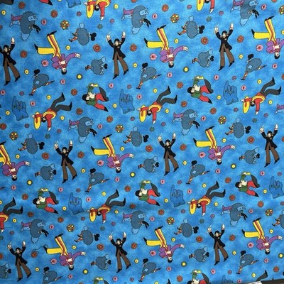 The Beatles 2008 Yellow Submarine Psychedelic Artwork Cotton Fabric by Half Yard