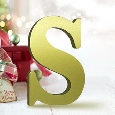 6 Inch Golden Wood Letters Unfinished Wooden Letters for Wall Decor Decorative S