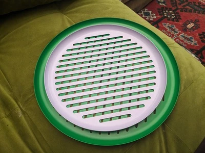 SET of 2 - Ikea TESAMMANS Decorative Round Trays, Steel, Green/Lilac, 10" & 12" - Image 1 of 4