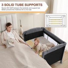4-in-1 Portable Baby Bedside Sleeper Changing Table Storage /W Adjustable Height