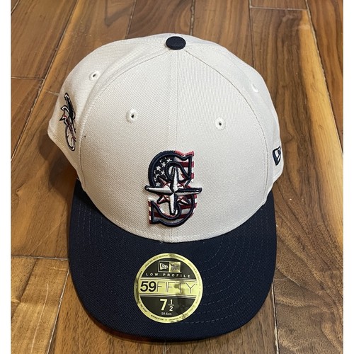NEW Seattle Mariners New Era 5950 July 4th Fitted Hat Cap, size 7 1/2