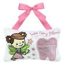 free-space Tooth Fairy Pillow for Boy and Girl Embroidered Cartoon Tooth Pock...