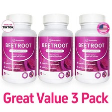 3PCS Rosabella Organic Beet Root 60 Capsules Natural Energy Boost Blood Pressure