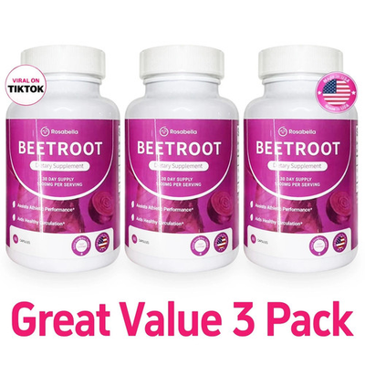 #ad 3PCS Rosabella Organic Beet Root 60 Capsules NaturalEnergy Boost Blood Pressure $25.49
