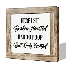 Funny Bathroom Decor, Wooden Box Signs for Home Decor, Farmhouse Bathroom Dec...