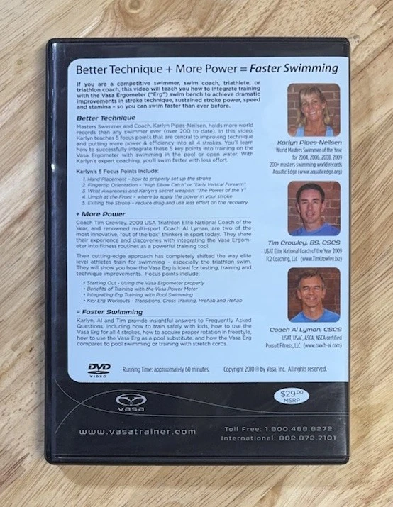 VASA Ergometer Technique Power Faster Swimming Training DVD Instructional Coach - Image 2 of 3