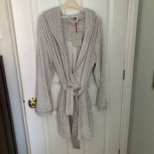 Ted Baker grey ‘B' Embossed Short Velour  Dressing Gown Robe Size Small 8 10