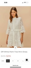 NWT Farm Rio Mini Dress Womens  Eyelet Off-White Palm Tree Size M