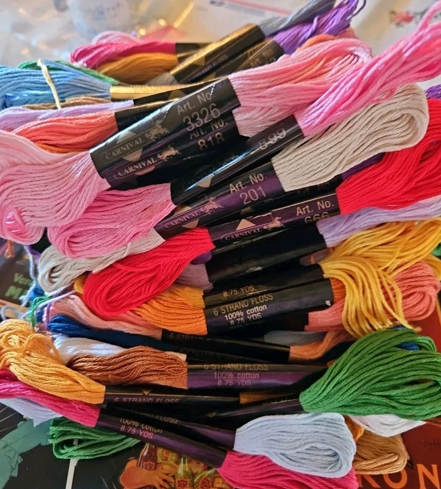 Lot Of 742 Embroidery Floss Mix Colors Inc 353 New, 194 Used & 195 Carded Floss - Image 4 of 4