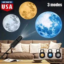 USB LED Moon Projection Light Portable 360° Rotatable Bedroom Ceiling Lamp USA
