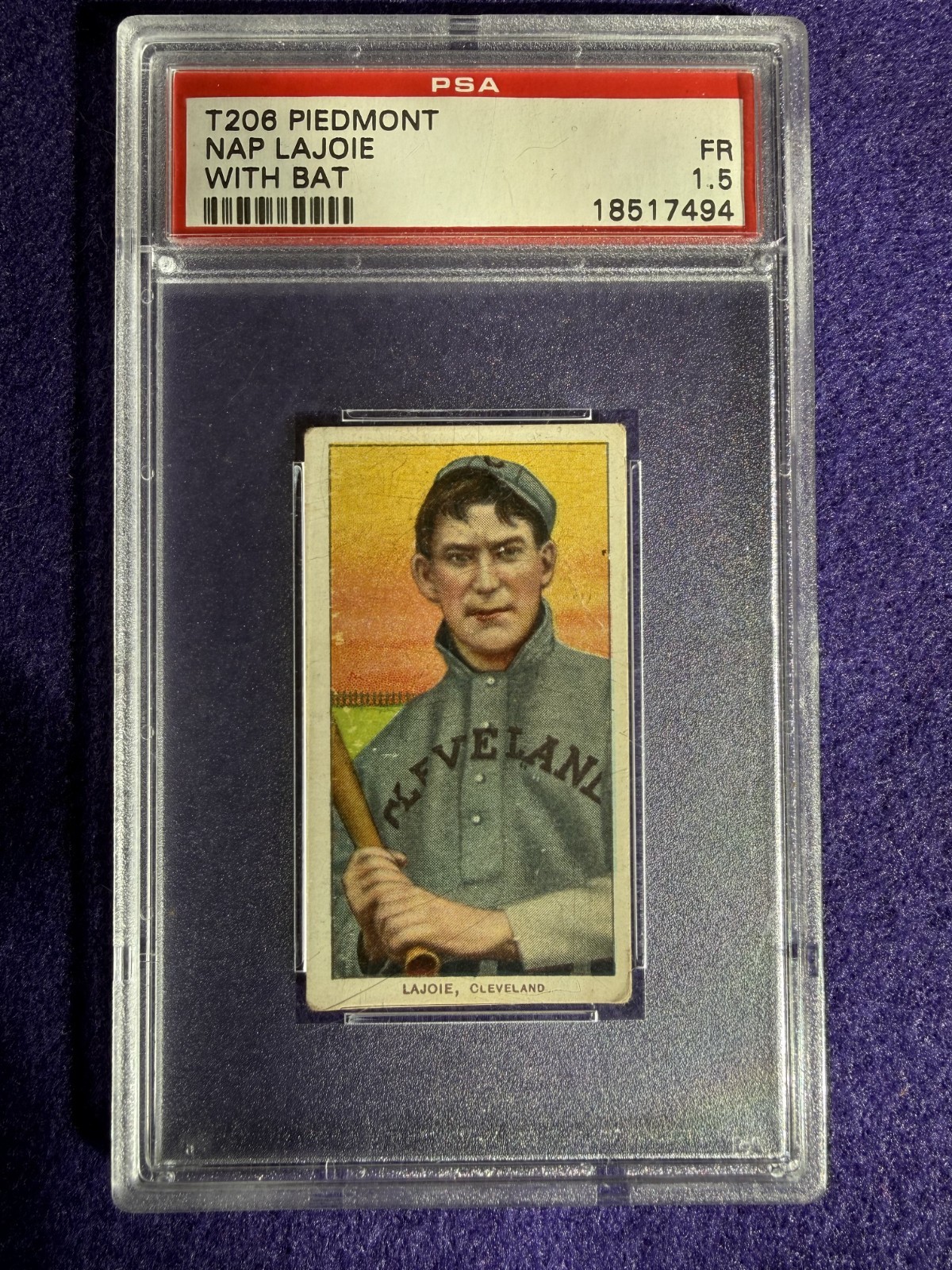 Nap Lajoie with Bat 1909-11 T206 Piedmont PSA 1 Baseball Card Vintage MLB