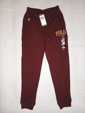 Polo Ralph Lauren Boys Sweatpants Maroon Embroidered Logo Size S 8