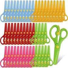 50 Pcs Preschool Training Scissors Plastic Scissors Anti-Pinch Safety Scissor...