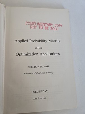 Applied Probability Models with Optimization Applications Ross 1970 Vintage