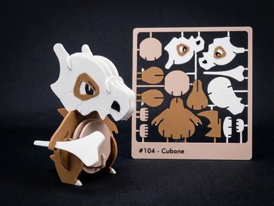 3D Printed Cubone Kit Card Model - DIY Puzzle Figure - Pokémon Assembly Toy