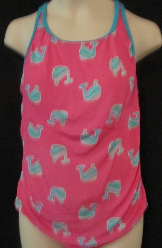 Speedo Pink One Piece Swimsuit with Blue Whales Size 14