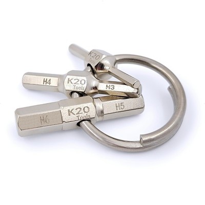 Keychain Hex Key Allen Wrench Multi-Tool Set - Metric 2, 2.5, 3, 4, 5, 6 mm