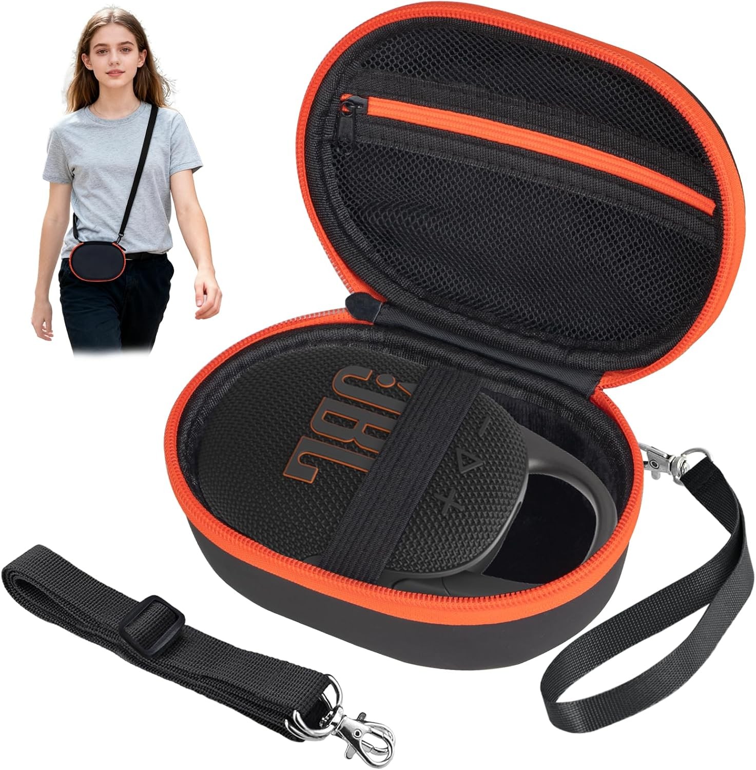 Portable EVA Hard Case for JBL Clip 5 & Clip 4, Waterproof a