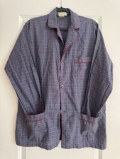 Vintage Christian Dior Pyjama Top Mens Medium Blue Red Plaid Button Up Pajama
