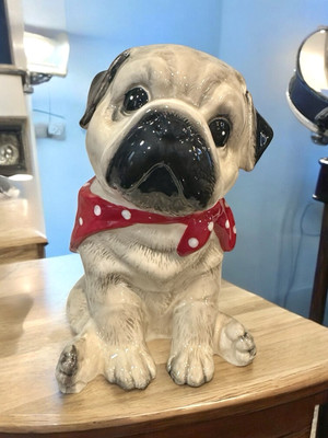 Blue Sky Clayworks Pug Dog Red Bandana 6  Figurine VERY HTF!  Auth Retailer NEW