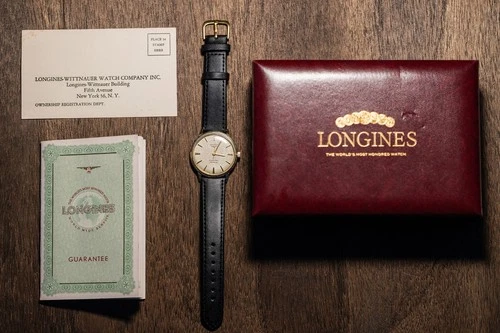 Vintage Longines Grand Prize 14K Solid Gold Automatic Watch Cal 340 Box & Papers image 5