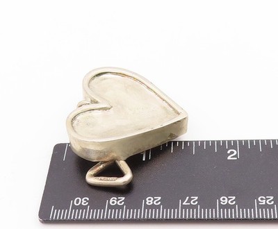 925 Sterling Silver Vintage Pendant Brutalist Open Love Heart Can