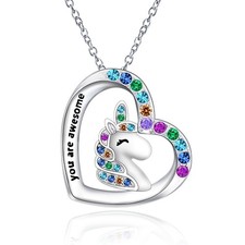 Birthday Gifts for Women - Unicorn Necklace, Heart Necklace Christmas Birthda...