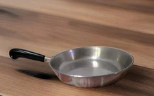 Vintage Revere Ware 9" Inch - 79 Copper Clad Bottom Skillet Sauté Pan ~ No Lid