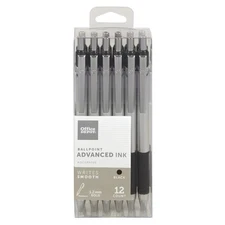 Office Depot Advanced Ink Retractable Ballpoint Pens, Bold Point, 1.2 mm, Silver